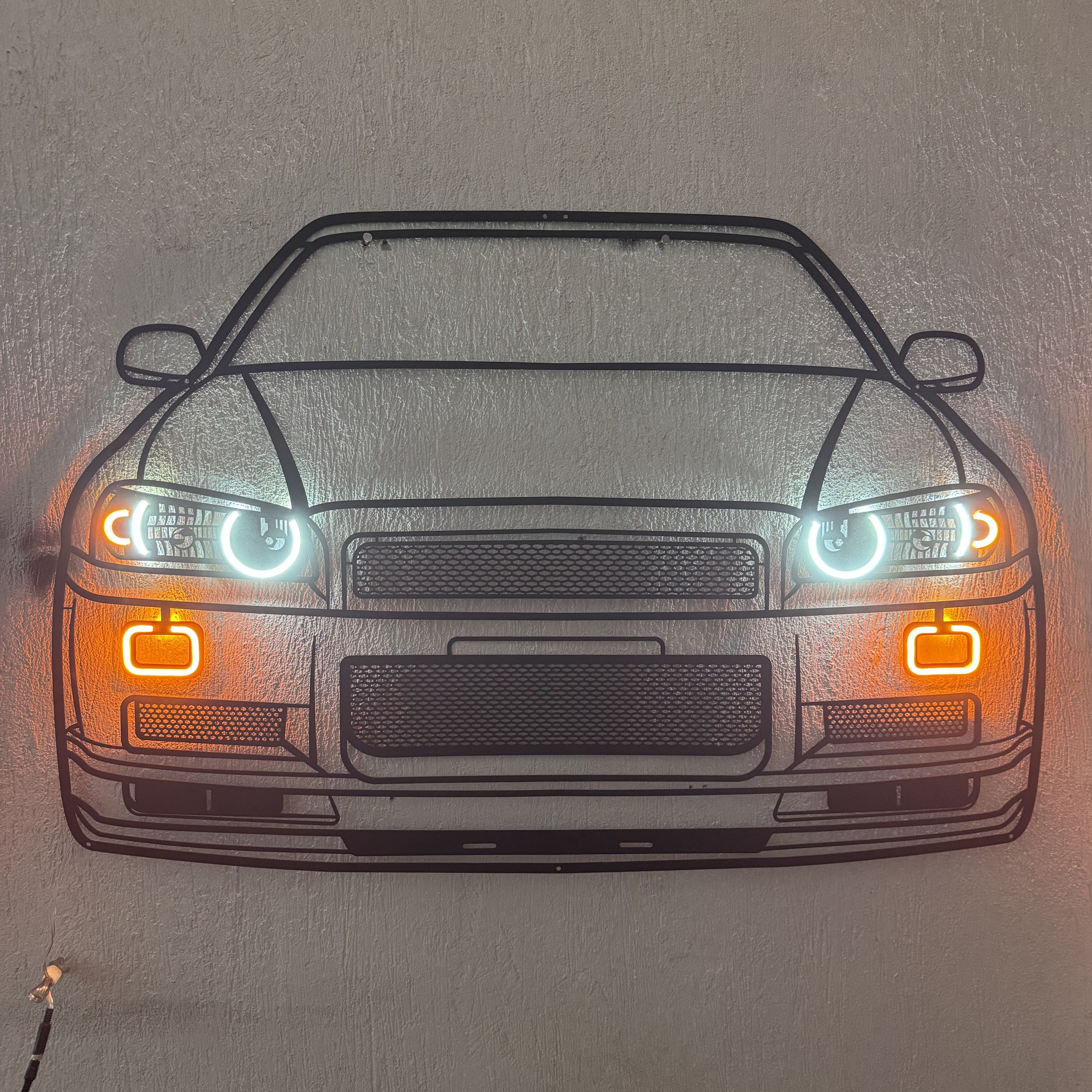 GT-R R34 Front View Metal Neon Car Wall Art - MTN0092 Secondary image